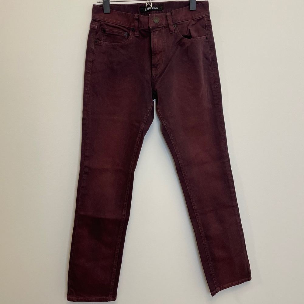 Express men’s burgundy slim fit jeans
